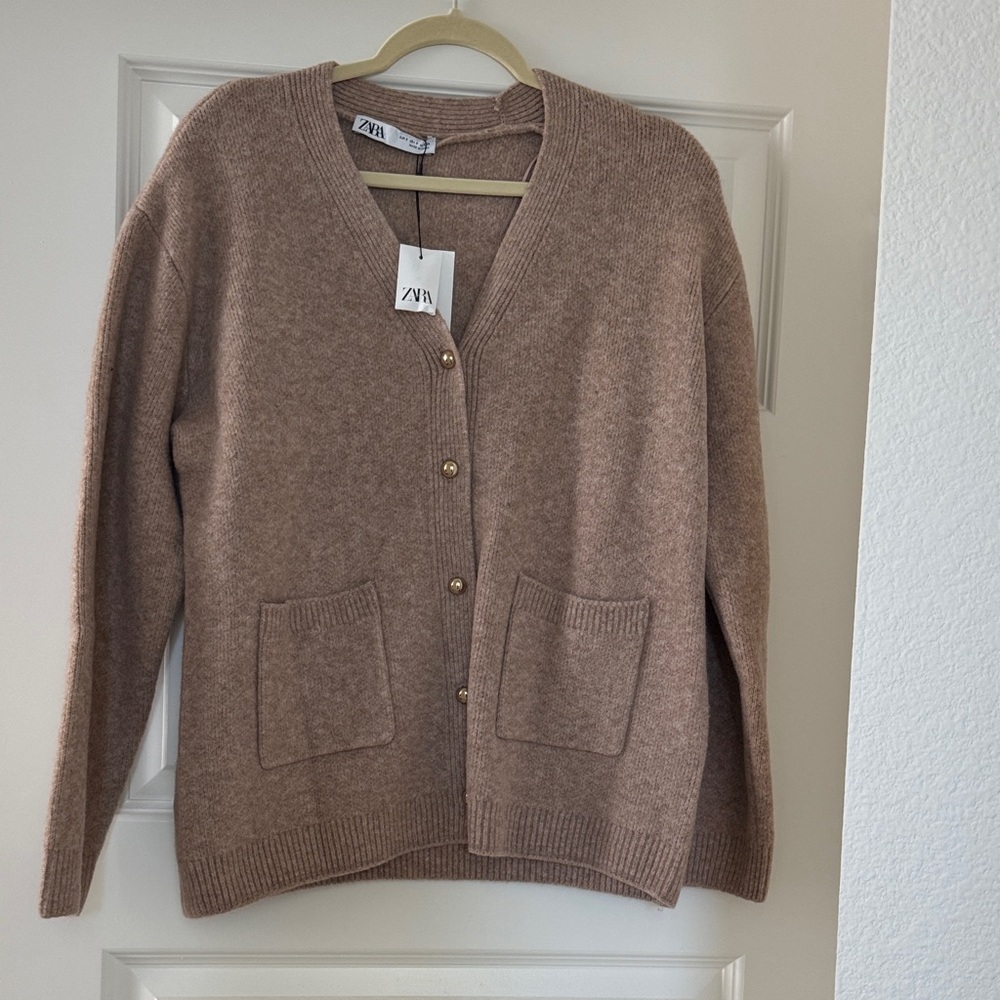 Zara NWT Women's Tan Cardigan Sweater size S
